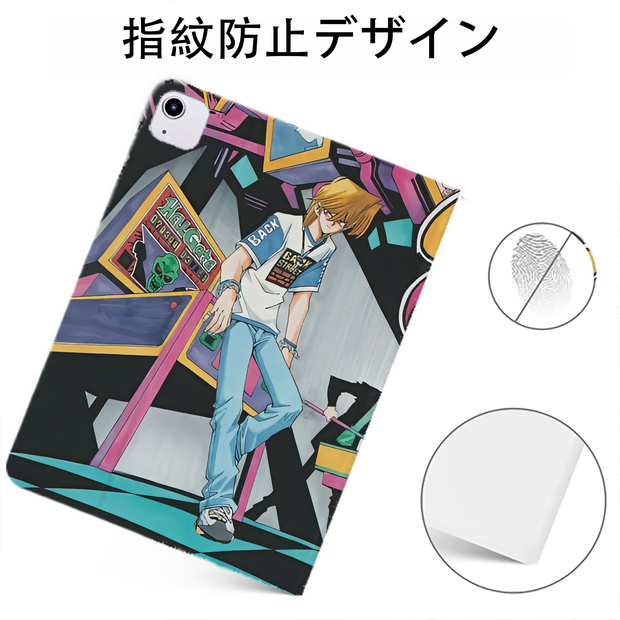 （画像用） 遊☆戯☆王 Yu-Gi-Oh! IPadケース ペンホルダー付き ブックスタイルデザイン